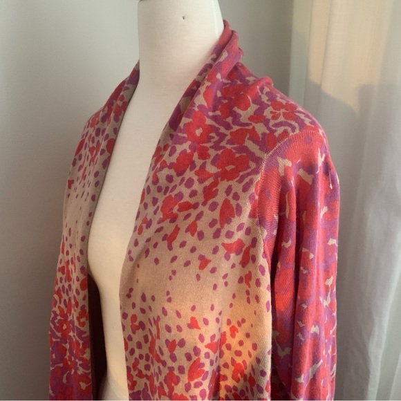 Jessica London Chic Red and Beige Patterned Shawl Cardigan Sweater Size 18-20 - Picture 7 of 10